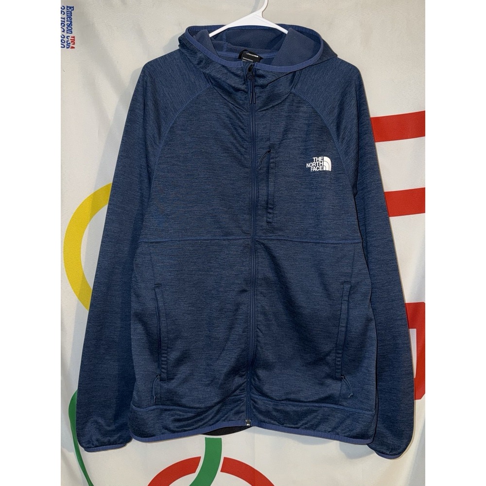 North Face Full Zip Hoodie Mens Large Blue Fleece Lined